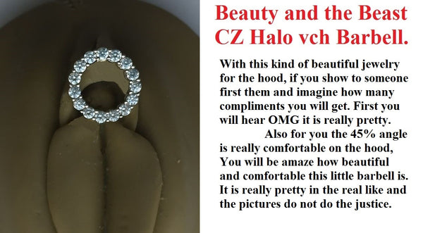 Beauty and the Beast CZ Halo VCH Piercing Barbell.