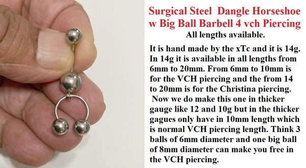 Double Your Pleasure Big Ball Barbell with Dangle Horseshoe Combo VCH Barbell.