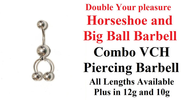 Double Your Pleasure Big Ball Barbell with Dangle Horseshoe Combo VCH Barbell.