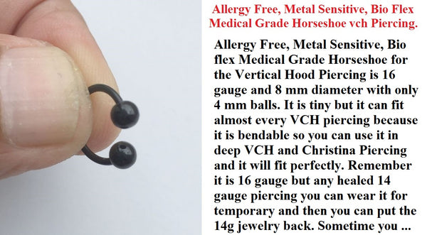Allergy Free , Metal Sensitive, Bio Flex HORSESHOE For VCH Piercing.