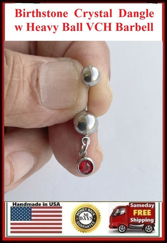 BIRTHSTONE Dangle Gem with Heavy Ball for VCH Piercing Barbell.