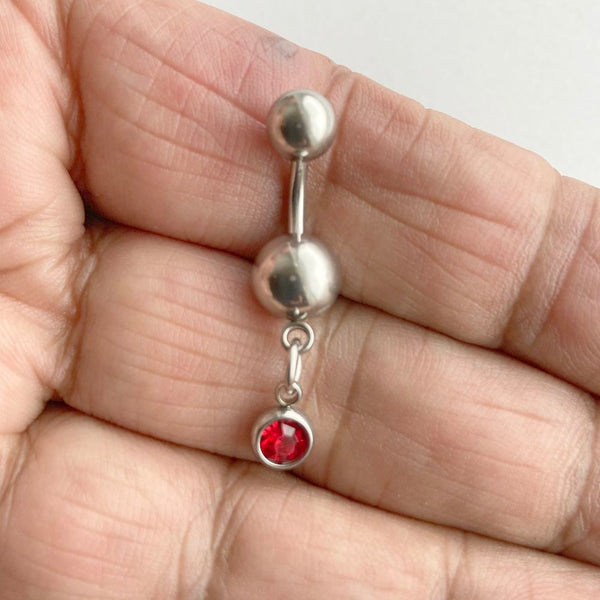 BIRTHSTONE Dangle Gem with Heavy Ball for VCH Piercing Barbell.