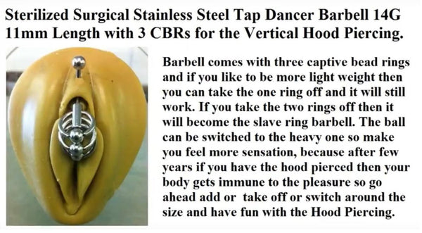 Sterilized 14g TAP Dancer Barbell for VCH Piercing.