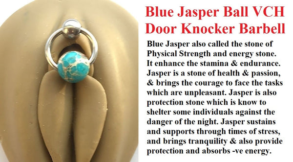 Blue Jasper Reversible DOOR KNOCKER for Vertical Hood Piercing.