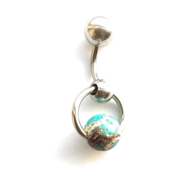 Blue Jasper Reversible DOOR KNOCKER for Vertical Hood Piercing.