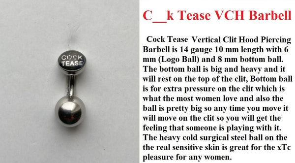 C__K TEASE Logo VCH HEAVY BALL Piercing Barbell for EXTRA PRESSURE.