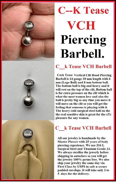 C__K TEASE Logo VCH HEAVY BALL Piercing Barbell for EXTRA PRESSURE.