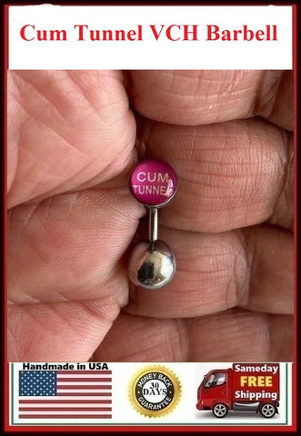 CUM TUNNEL Logo VCH HEAVY BALL Piercing Barbell for EXTRA PRESSURE.