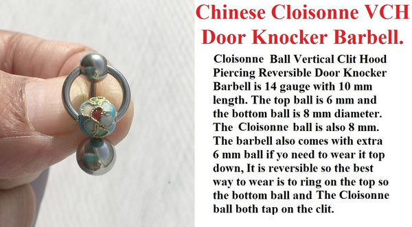 Chinese CLOISONNE Reversible DOOR KNOCKER for Vertical Hood Piercing.