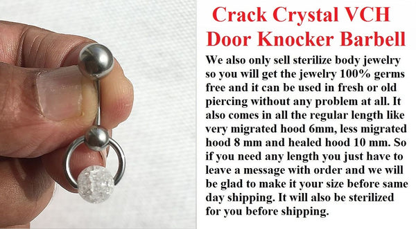 Crack Crystal Reversible Door Knocker VCH Piercing Barbell.