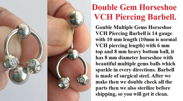 Double Multiple Gems Horseshoe with Heavy Ball VCH Barbell for Extra Pressure.