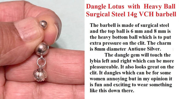 Dangle Lotus Surgical Steel with Heavy Balls VCH Piercing Barbell.