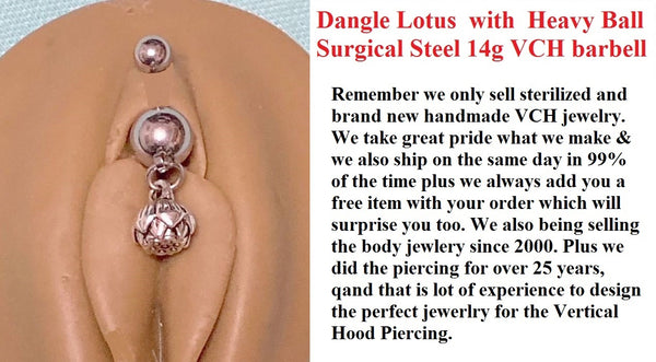 Dangle Lotus Surgical Steel with Heavy Balls VCH Piercing Barbell.