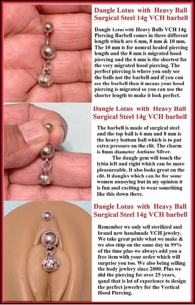 Dangle Lotus Surgical Steel with Heavy Balls VCH Piercing Barbell.