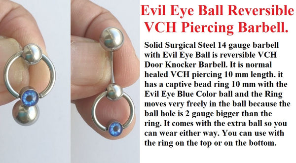 EVIL EYE Ball Door Knocker VCH Reversible Piercing Barbell.