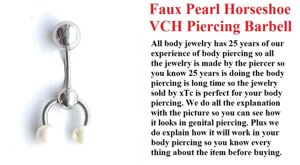 Beautiful Faux Pearl Horseshoe VCH Piercing Barbell.