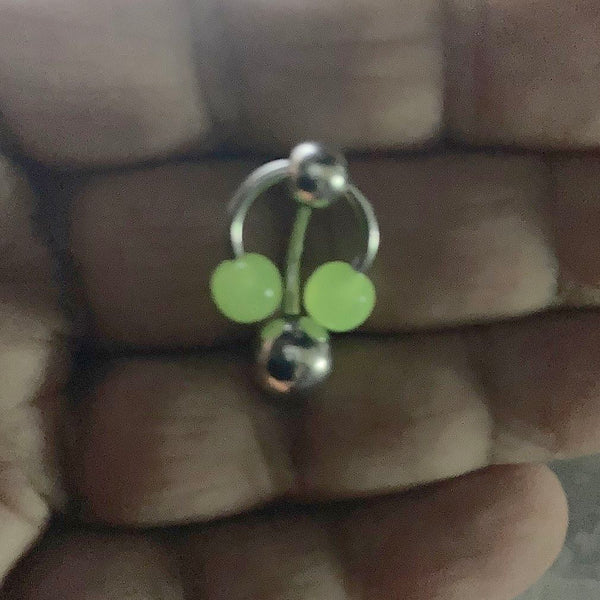 Glow in the Dark HORSESHOE & BARBELL w Heavy Ball COMBO for VCH Piercing.