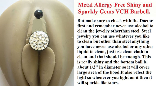 Sterilized 14g Metal Allergy Free Bioflex Shiny & Sparkly Gems VCH Barbell.