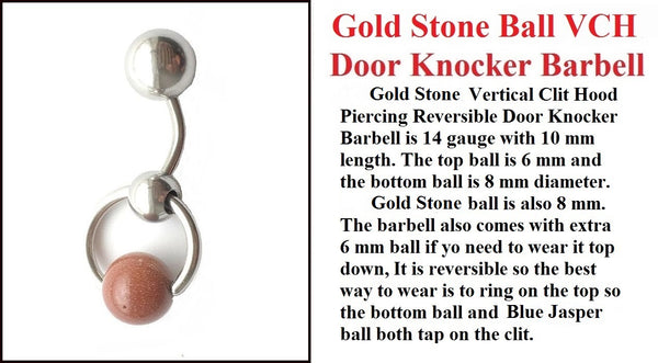 Gold Stone Reversible DOOR KNOCKER for Vertical Hood Piercing.