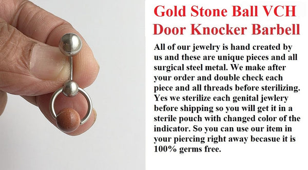 Gold Stone Reversible DOOR KNOCKER for Vertical Hood Piercing.