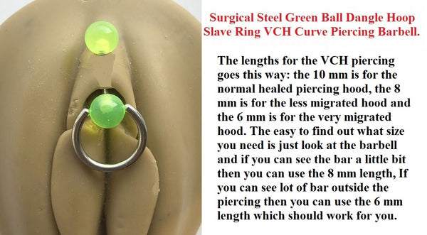 Surgical Steel Green Balls Dangle Hoop Reversible Door Knocker VCH Piercing Barbell.