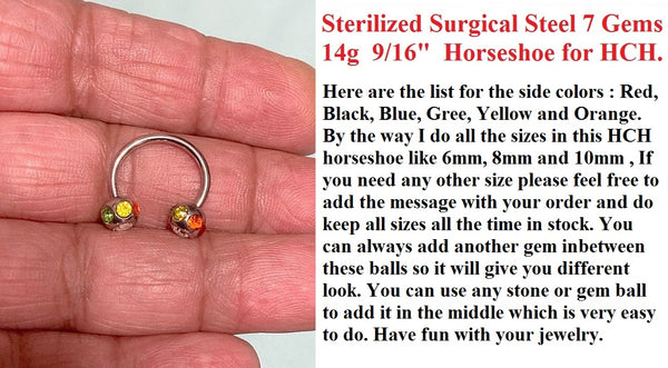 For Horizontal Hood Sterilized Surgical Steel 7 Gems 9/16" Horseshoe.