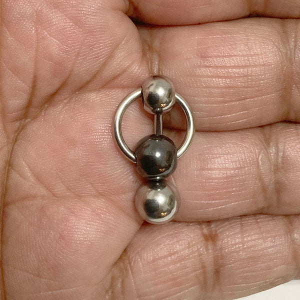 EFFECTIVE 8mm Hematite Stone Door Knocker Barbell for 14g VCH Piercing.