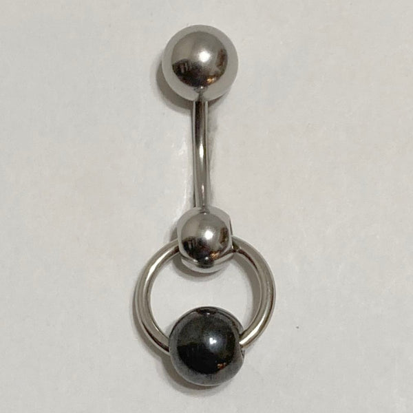 EFFECTIVE 8mm Hematite Stone Door Knocker Barbell for 14g VCH Piercing.