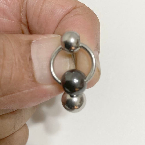 EFFECTIVE 8mm Hematite Stone Door Knocker Barbell for 14g VCH Piercing.