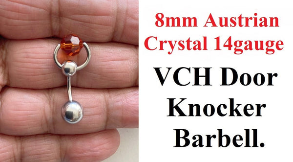 Indian Red Austrian Crystal Door Knocker VCH Piercing Barbell.
