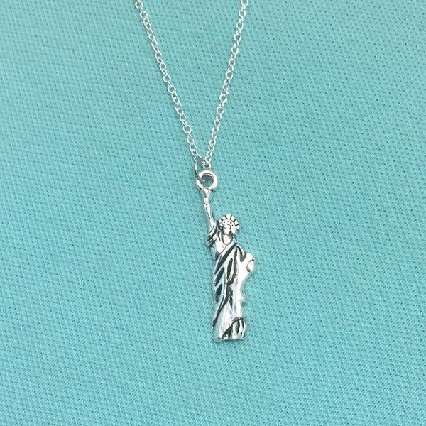 Landmark Statue of Liberty Silver Charm 18" Necklace.