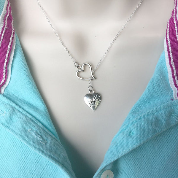 I Love Cats and Dogs Handcrafted Necklace Lariat Y Style.