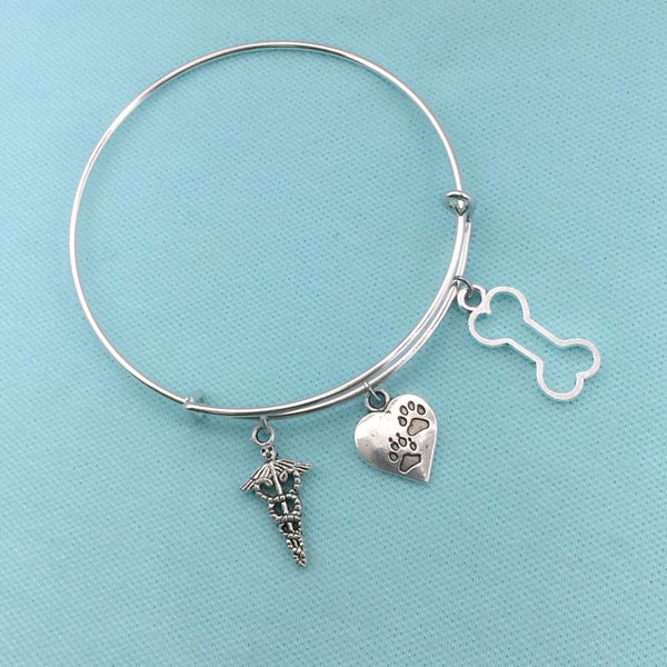 Medical Bracelet : Vet Related Charms Expendable Bangle.