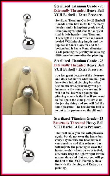 Sterilized Titanium Grade-23 EXTERNALLY THREADED Heavy Ball VCH Barbell.