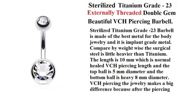 Sterilized Titanium Grade-23 EXTERNALLY THREADED Double Gem VCH Barbell.