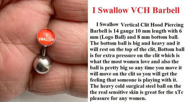 I SWALLOW Logo VCH HEAVY BALL Piercing Barbell for EXTRA PRESSURE.