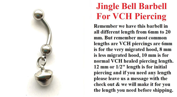 Jingle Bell Charm VCH Piercing Barbell.