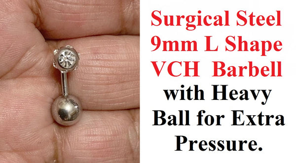 Sterilized Surgical Steel COMFORTABLE "L" Bar (9mm fits 8 to 10mm) VCH Barbell.