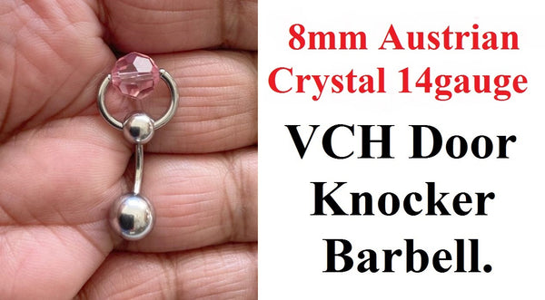 Lilac Austrian Crystal Door Knocker VCH Piercing Barbell.