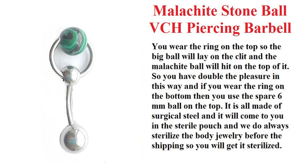 Malachite Stone Door Knocker VCH Piercing Barbell.