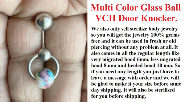 Multi Mostly White Color Glass Ball Door Knocker VCH Piercing Barbell.