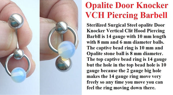 Surgical Steel Reversible Opalite Stone Door Knocker VCH Piercing Barbell.
