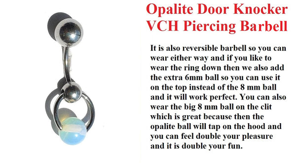 Surgical Steel Reversible Opalite Stone Door Knocker VCH Piercing Barbell.