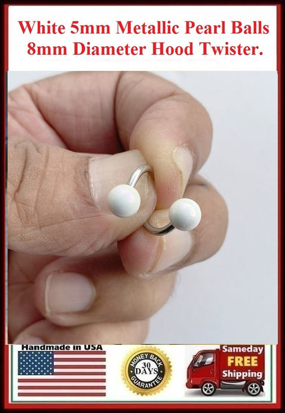 Metallic Pearl Balls 14g 8mm Diameter HOOD TWISTER Sterilized Surgical Steel.