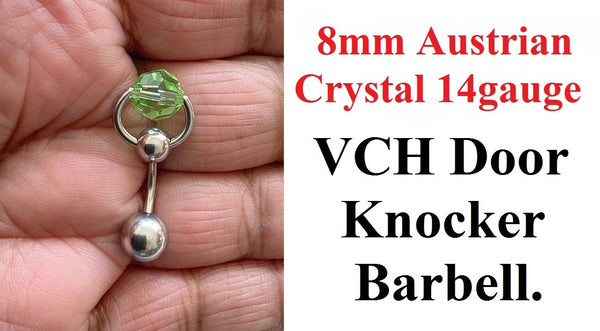 Peridot Austrian Crystal Door Knocker VCH Piercing Barbell.