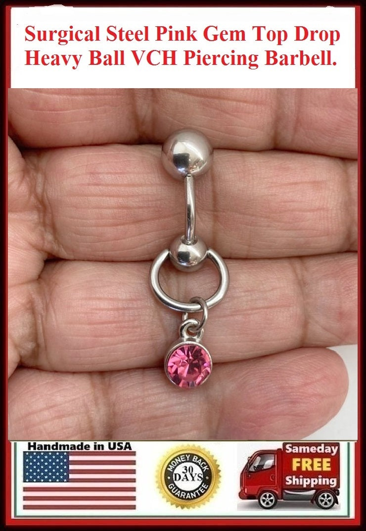 PINK Gem Top Drop VCH Barbell with Heavy Ball for Extra Pressure.