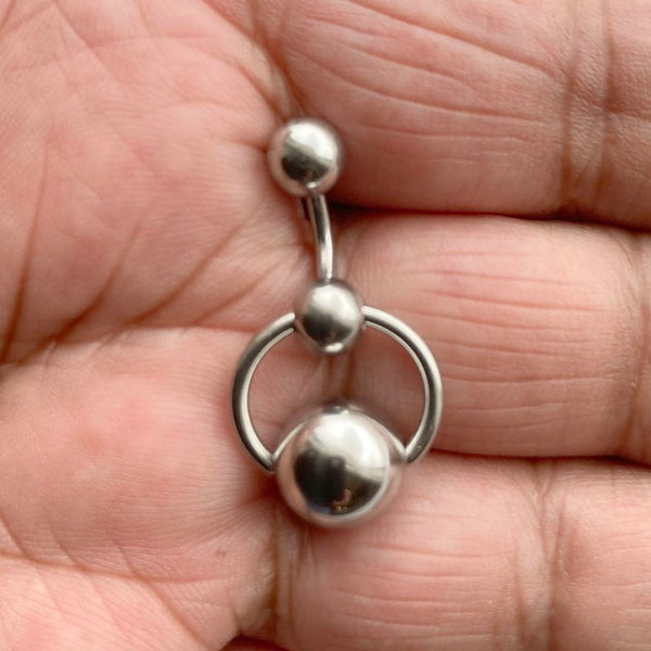 PLEASURE SEEKER Solid Surgical Steel 10mm CAPTIVE BALL 14g VCH Barbell.