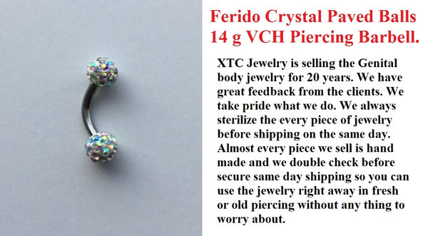 Ferido Crystal Paved Rainbow Color VCH Piercing Barbell.