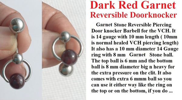 Dark Red Garnet DOOR KNOCKER for Vertical Hood Piercing.