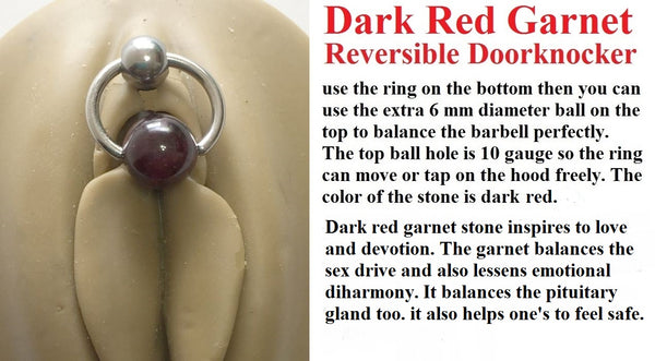 Dark Red Garnet DOOR KNOCKER for Vertical Hood Piercing.